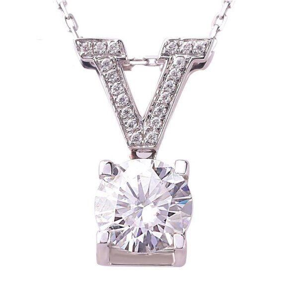 ✨ Trendy Design Letter Big Round Pure Zircon Fashion Necklace, EVGG1102 - Picture 1 of 8